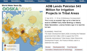 ADB lends Pakistan $43 Million for Irrigation Projects in Tribal Areas