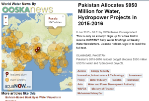 Pakistan Allocates $950 Million for Water, Hydropower Projects in 2015-16