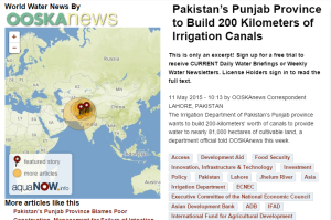 Pakistan's Punjab Province to Build 200 Kilometers of Irrigation Canals