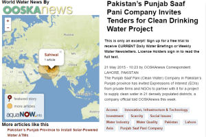 Pakistan's Punjab Saaf Pani Company Invites Tenders for Clean Drinking Water Project
