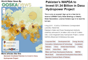 Pakistan's WAPDA to invest $1.34 billion in Dasu Hydropower Project