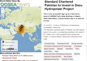 Standard Chartered Bank of Pakistan to invest in Dasu Hydropower Project